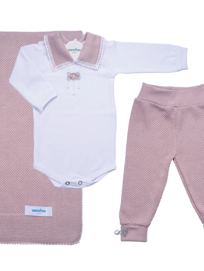 Conjunto BCM - Feminino - Todas as Peças - Nude com Branco