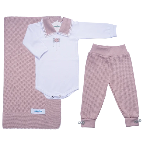 Conjunto BCM - Feminino - Todas as Peças - Nude com Branco