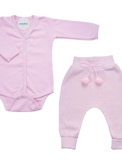 Conjunto Saruel Rosa Liso Duas Peças