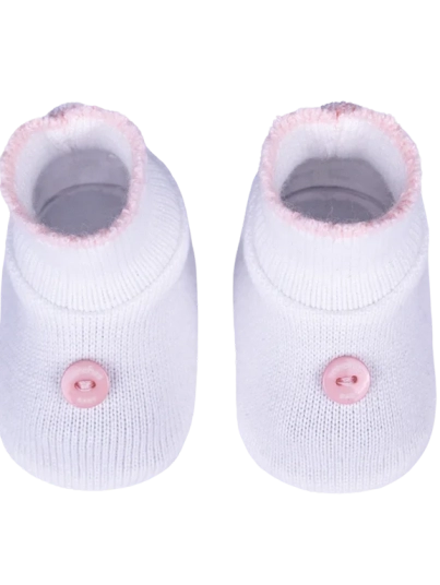 sapato branco com rosa botão