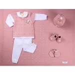 Saida de Maternidade Feminino - Fotos detalhe itens - Rosê com Branco