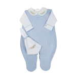 Azul Celeste c_ branco- Macacão Feminino - Body e manta