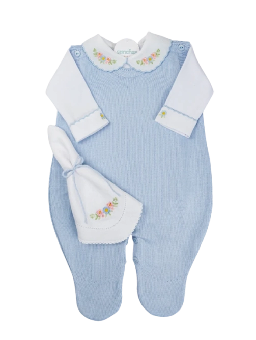 Azul Celeste c_ branco- Macacão Feminino - Body e manta