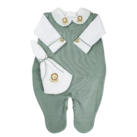 Verde militar c_ branco - Macacao Masculino - Body e manta