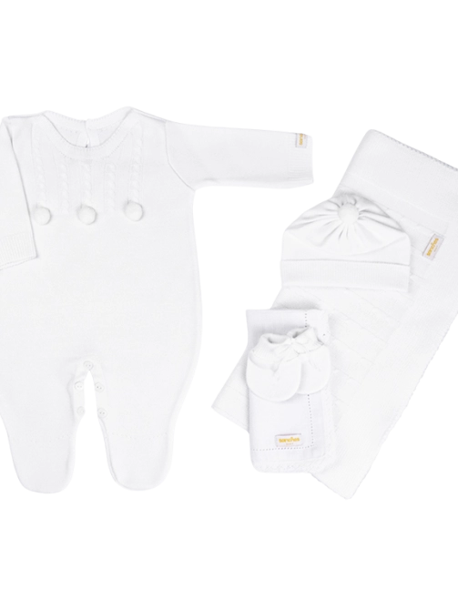 Saída de Maternidade Macacão Unisex - Branco Liso - Foto Geral