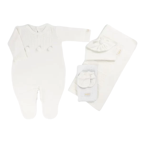 Saída De Maternidade  Macacão Off White Liso
