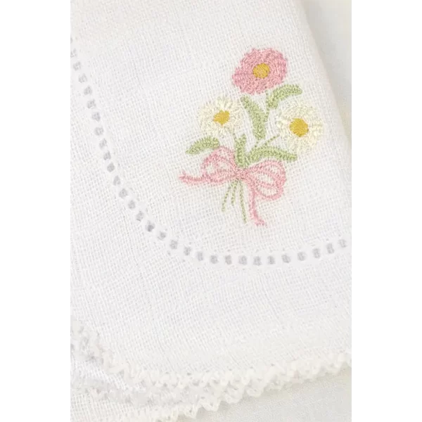 Saída De Maternidade Bordada Rosa Abricot c/ Branco - Imagem 7