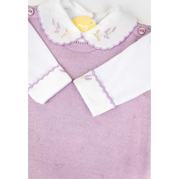 Saída De Maternidade Bordada Floral c/ Branco - Imagem 3