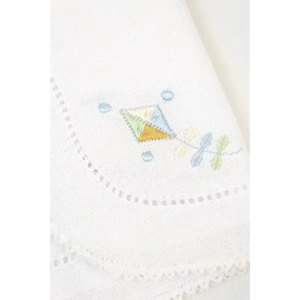 Saída De Maternidade Bordada Azul Celeste c/ Branco - Imagem 7