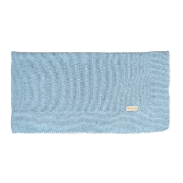 Saída De Maternidade Bordada Azul Celeste c/ Branco - Imagem 4