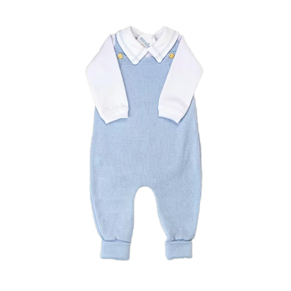 Kit Jardineira Azul Celeste c/ Branco - Imagem 2