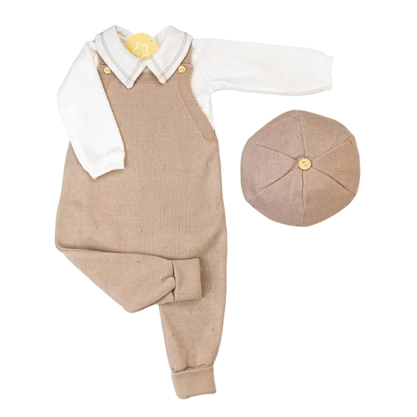 Kit Jardineira Bege c/ Off White