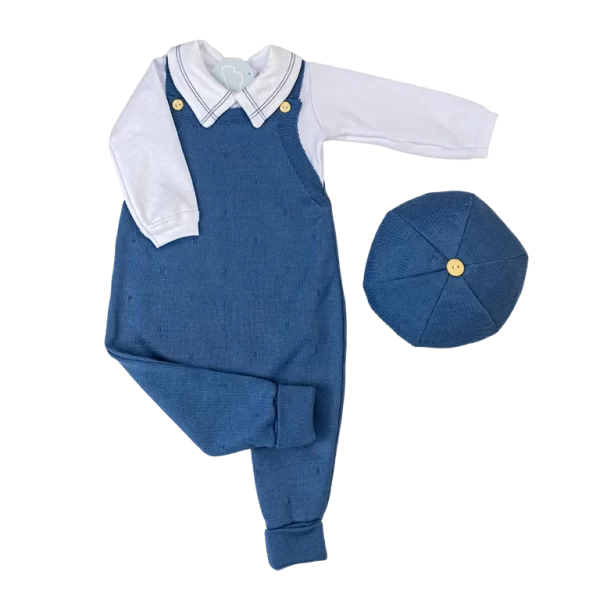 Kit Jardineira Jeans c/ Branco