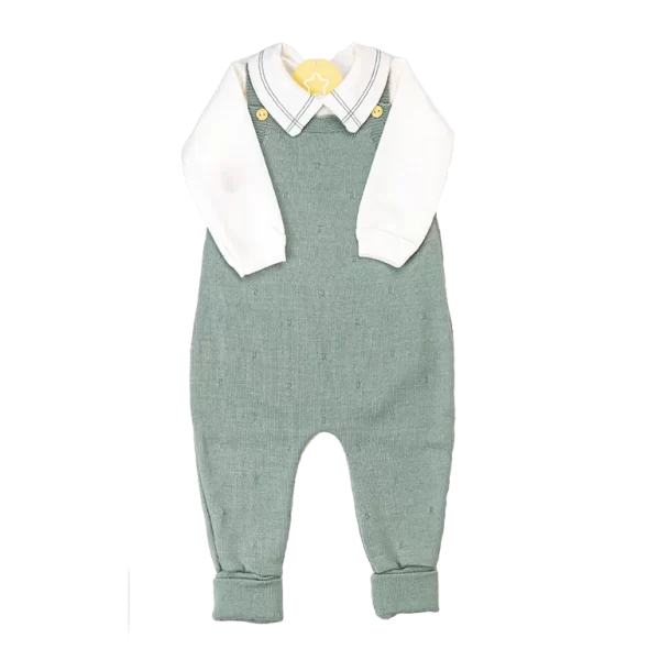 Kit Jardineira Verde Militar c/ Off White - Imagem 2