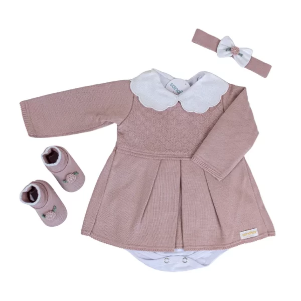 Kit Vestidinho Nude c/ Branco