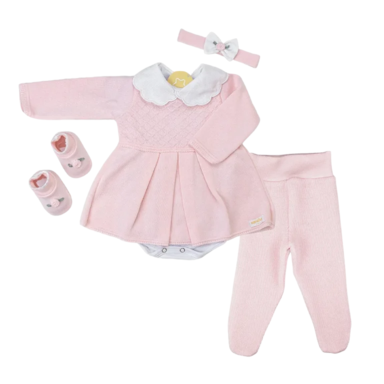 Kit Vestidinho Rosa c/ Branco
