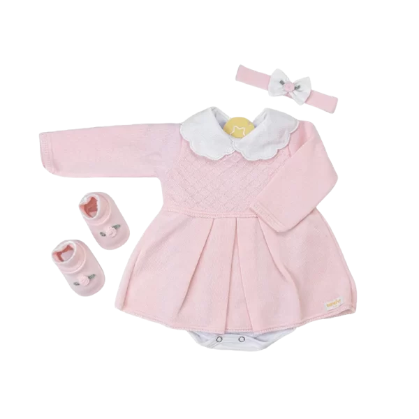 Kit Vestidinho Rosa c/ Branco