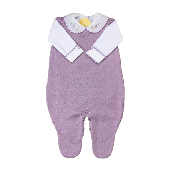 Saída De Maternidade Bordada Floral c/ Branco - Imagem 2