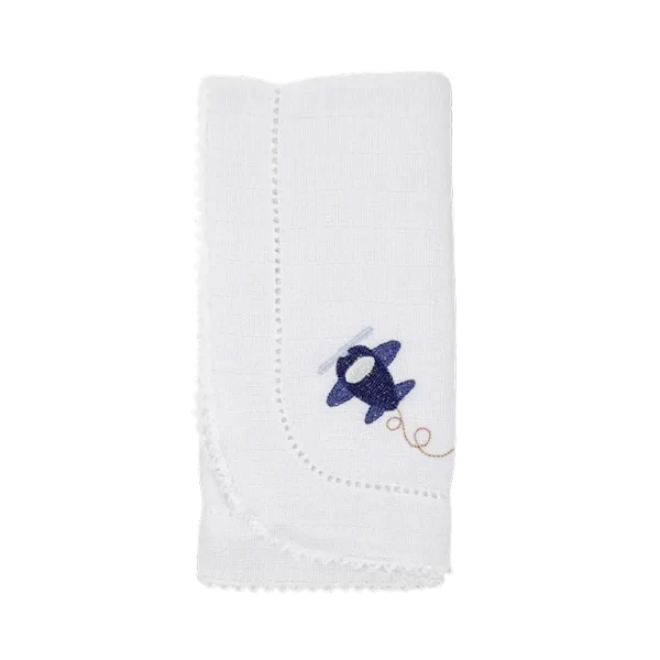 Saída De Maternidade Bordada Jeans c/ Branco - Imagem 6