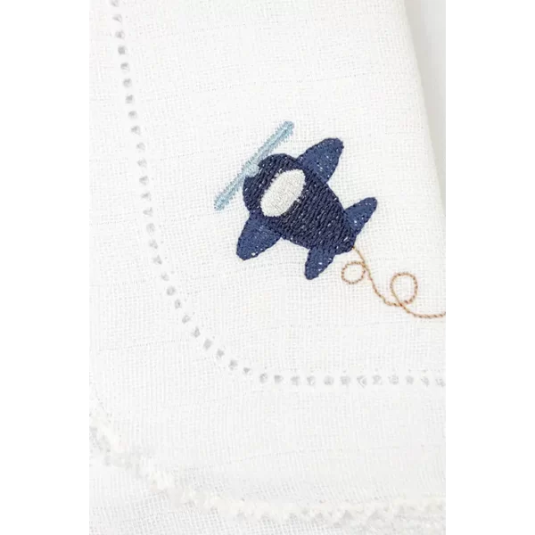 Saída De Maternidade Bordada Jeans c/ Branco - Imagem 7