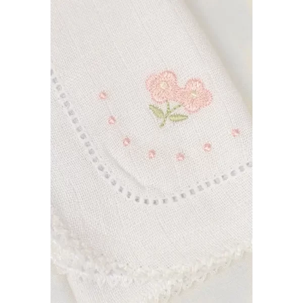 Saída De Maternidade Bordada Rosê c/ Branco - Imagem 6