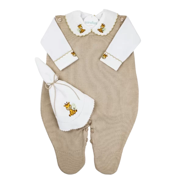 Conjunto Macacão Bege c/ Branco