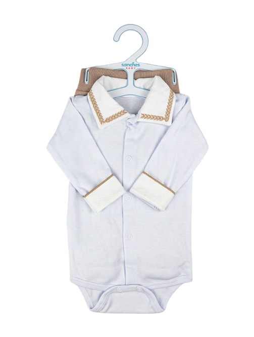 Conjunto Body Piquet com Calça de Linha-bege-1