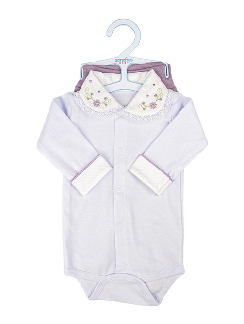 Conjunto Body Piquet com Calça de Linha-floral-branco-2